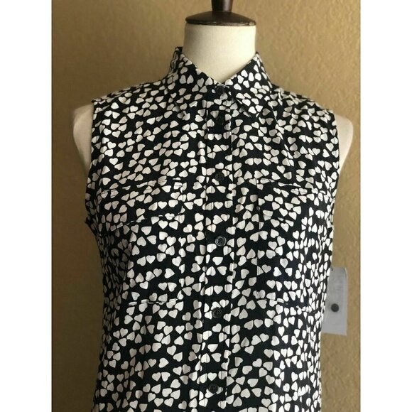 Equipment Womens Black White Endless Hearts Dress - Picture 8 of 12